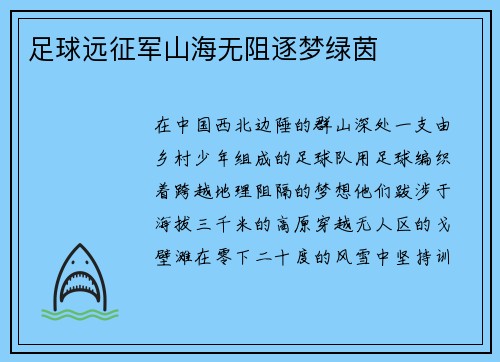 足球远征军山海无阻逐梦绿茵